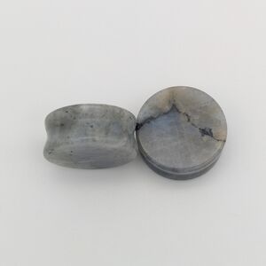 Pair of Double Flare Labradorite Crystal Stone Plugs Gauges, Size 1" (25mm)